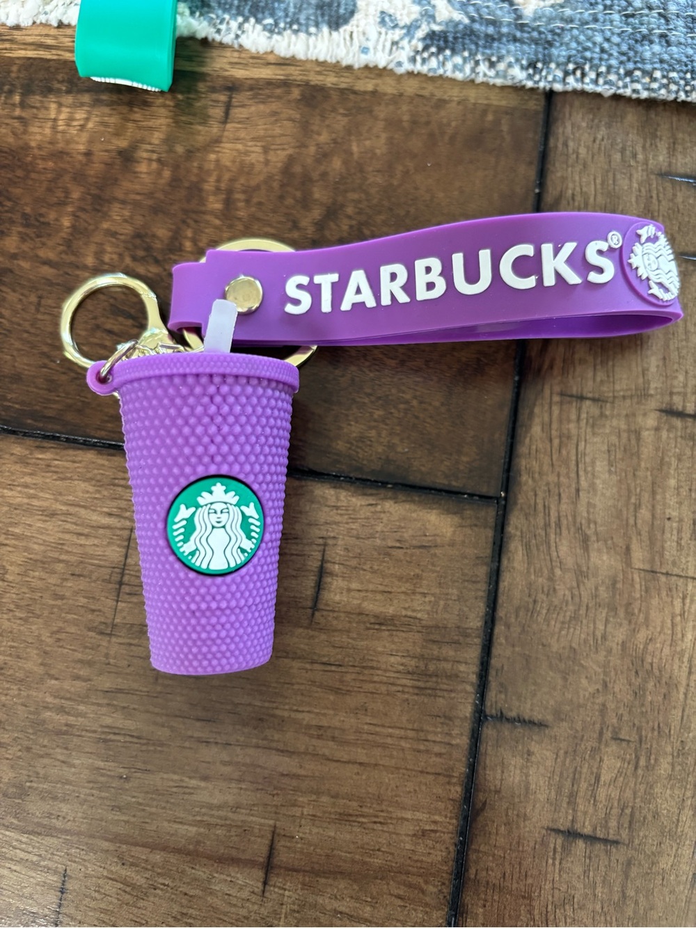 Starbucks Purple Silicone Cup Keychain with Green Logo